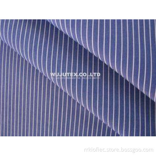 Organic Cotton Yarn Dyed Fabric, Plain Weave Blue White Str